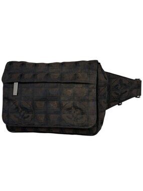 Chanel New Travel Line Waist Bag Nylon Jacquard Dark Brown